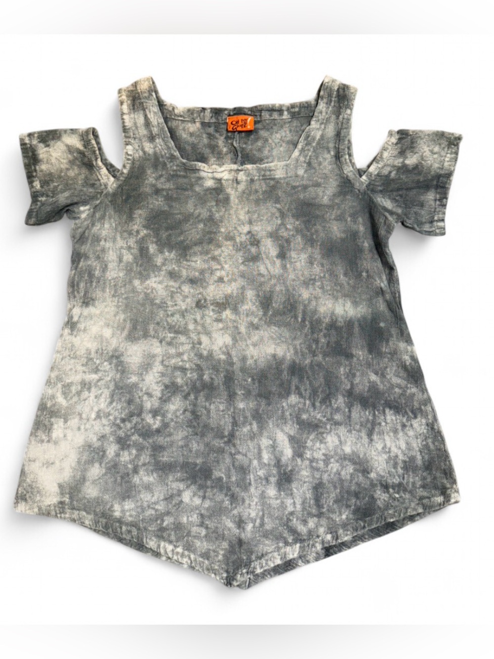 Oh My Gauze Vintage Y2K Acid Wash Cold Shoulder Top